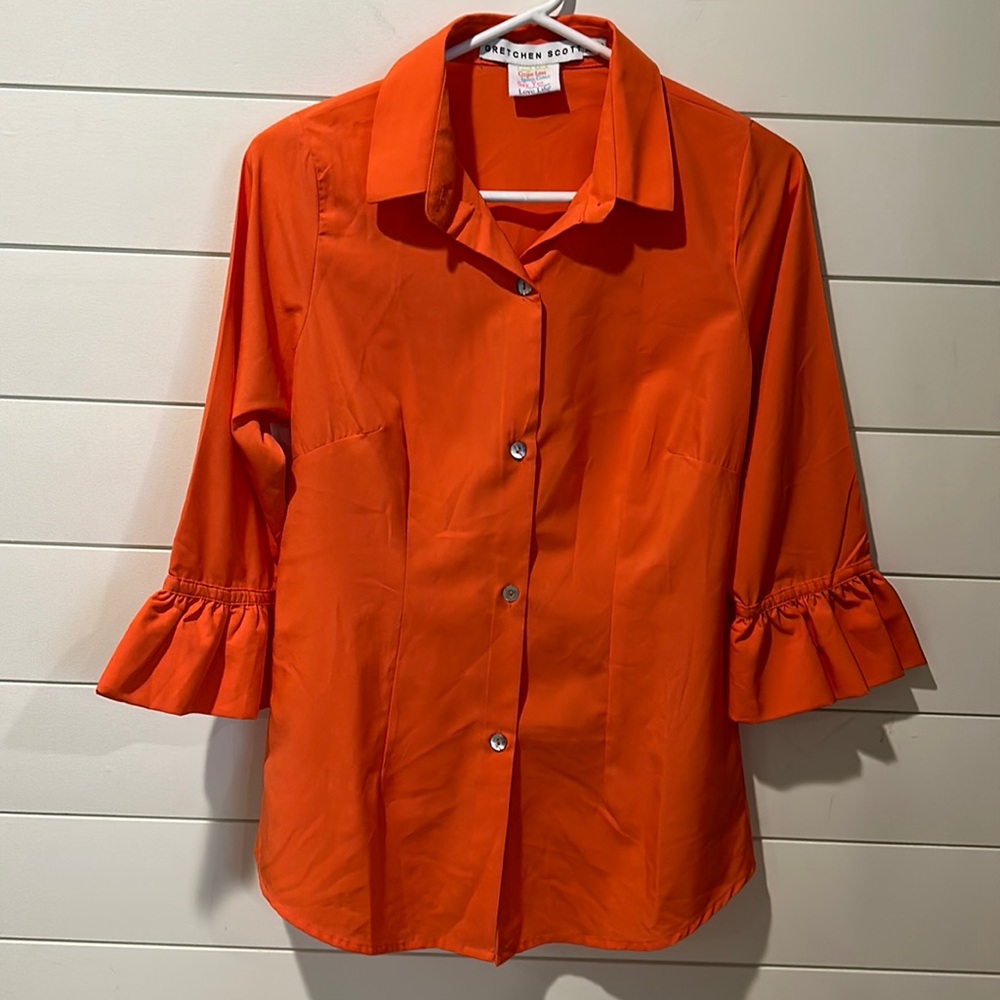 Gretchen Scott Button-Down Blouse  XS  Orange